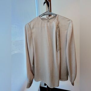 Vince Drape-Neck Tassel Blouse